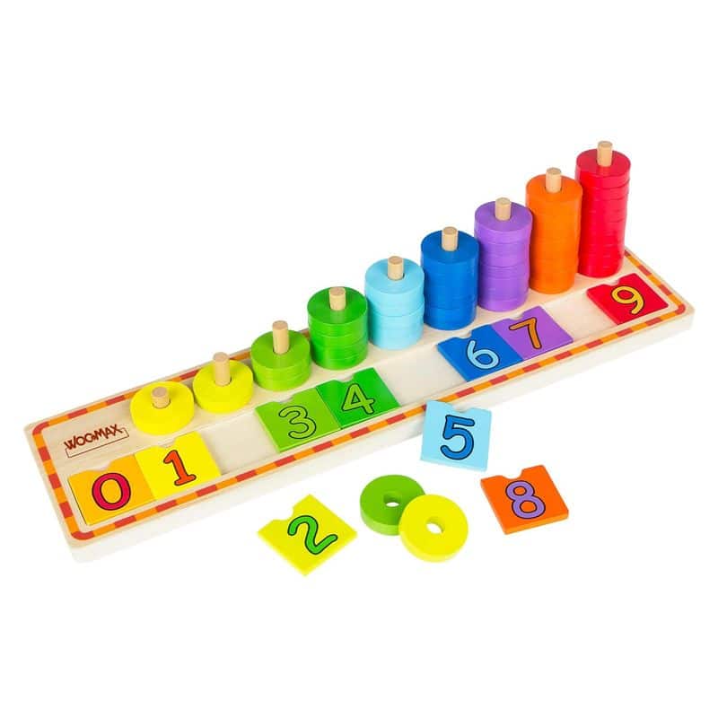 Woomax Juego educativo fichas y números de madera Colorbaby 43633